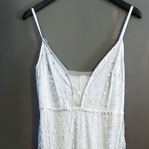 Sexy Silver Bling Evening Dress (Sz: XL)